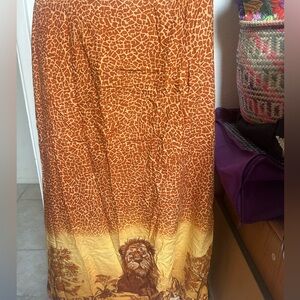 Bedford Fair Rust and Mustard Animal Print Maxi Skirt